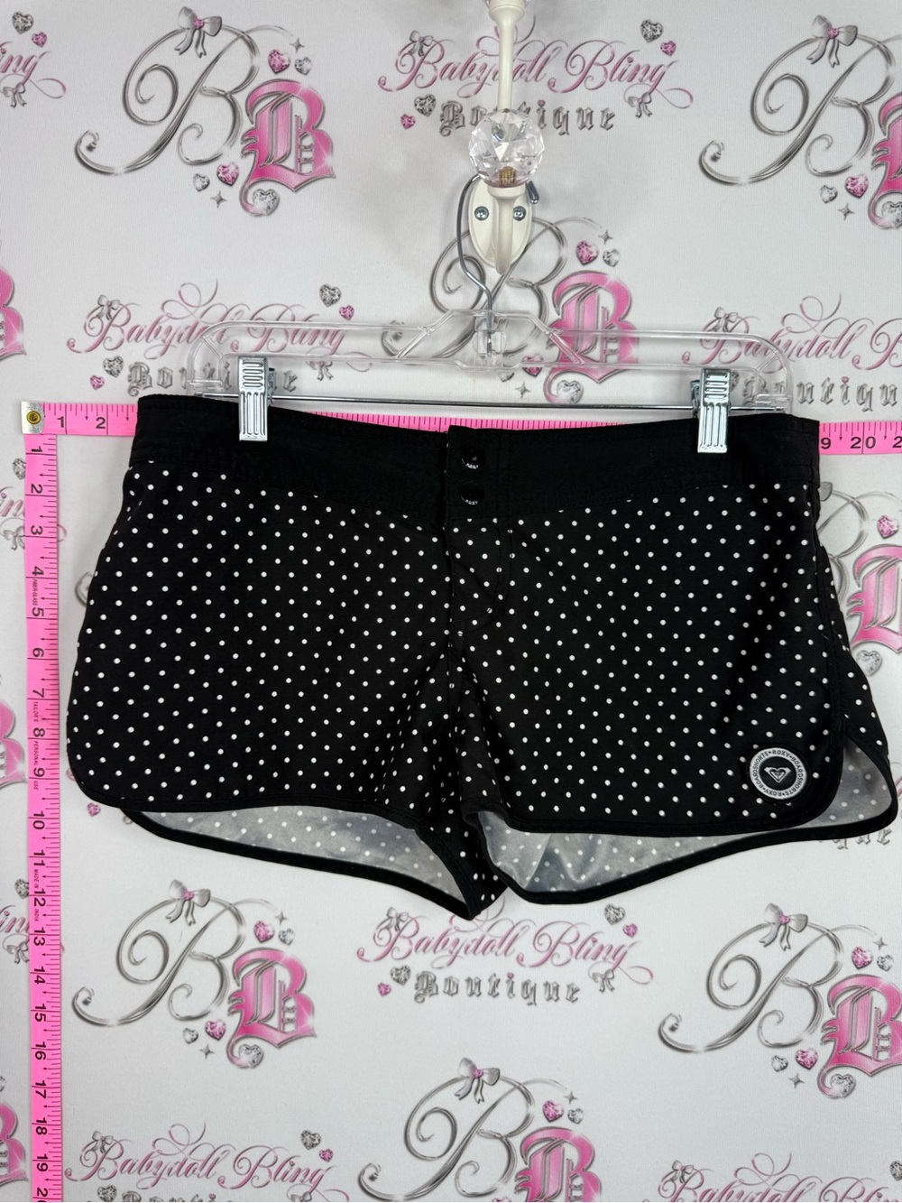 Roxy shorts swim corset tie up rare Black Polka Dot Sport Shorts